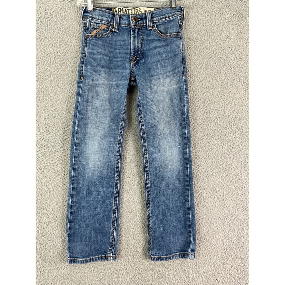 Ariat B5 Slim Jeans Boys Size 8 Blue Denim Medium Wash Western Cowboy Adjustable